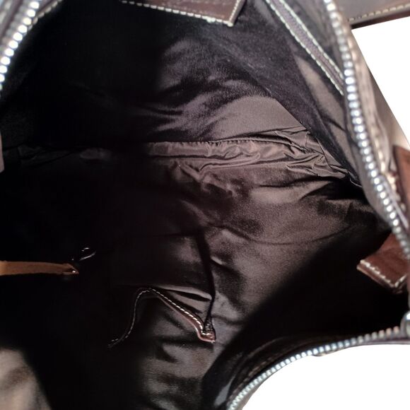 Dooney and Bourke Wayfarer Brown Nylon Leather Shoulder Crossbody Handbag Large - Picture 11 of 13